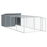 Dog House with Run Anthracite 153x396x110 cm Galvanised Steel