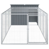 Dog House with Run Anthracite 153x396x110 cm Galvanised Steel