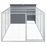 Dog House with Run Anthracite 153x396x110 cm Galvanised Steel - 45-Degree Angle