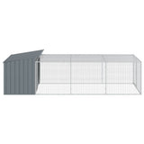 Dog House with Run Anthracite 153x396x110 cm Galvanised Steel - Rear View