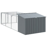 Dog House with Run Anthracite 153x396x110 cm Galvanised Steel - Close-Up Angle