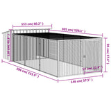 Dog House with Run Anthracite 153x396x110 cm Galvanised Steel - Extra Image