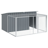 Dog House with Run Anthracite 197x194x110 cm Galvanised Steel - Front View