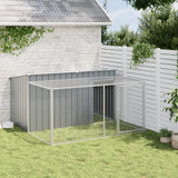Dog House with Run Anthracite 197x194x110 cm Galvanised Steel - Side View