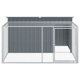 Dog House with Run Anthracite 197x194x110 cm Galvanised Steel - 45-Degree Angle