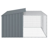 Dog House with Run Anthracite 197x194x110 cm Galvanised Steel - Rear View