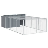 Dog House with Run Anthracite 197x396x110 cm Galvanised Steel - Front View