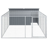 Dog House with Run Anthracite 197x396x110 cm Galvanised Steel - 45-Degree Angle