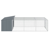 Dog House with Run Anthracite 197x396x110 cm Galvanised Steel - Rear View