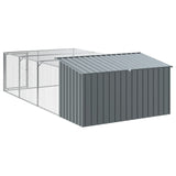 Dog House with Run Anthracite 197x396x110 cm Galvanised Steel - Close-Up Angle