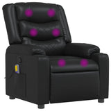 Massage Recliner Chair Black Faux Leather - Front View