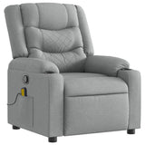 Massage Recliner Chair Light Grey Fabric - Side View