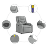 Massage Recliner Chair Light Grey Fabric - Rear View