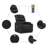 Massage Recliner Chair Black Faux Leather - Rear View