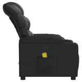 Massage Recliner Chair Black Faux Leather - Low Angle