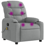 Massage Recliner Chair Light Grey Fabric - Front View