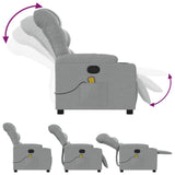 Massage Recliner Chair Light Grey Fabric - 45-Degree Angle