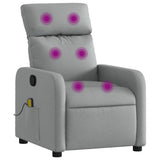 Massage Recliner Chair Light Grey Fabric - Front View
