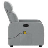 Massage Recliner Chair Light Grey Fabric - Low Angle
