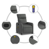 Massage Recliner Chair Dark Grey Fabric - Rear View