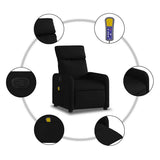 Massage Recliner Chair Black Fabric - Rear View