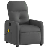 Massage Recliner Chair Dark Grey Fabric - Side View