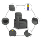 Massage Recliner Chair Dark Grey Fabric - Rear View