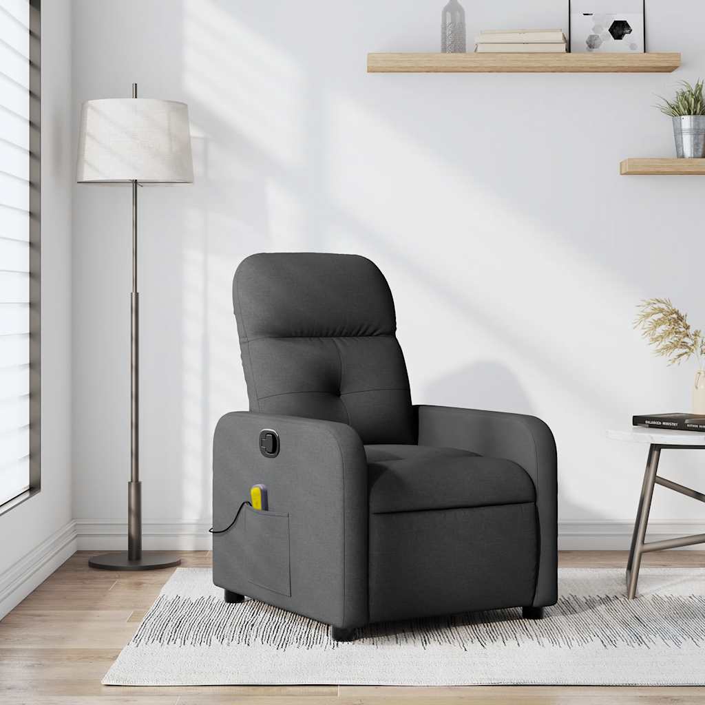 Massage Recliner Chair Dark Grey Fabric