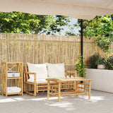 2 Piece Garden Sofa Set with Cushions Bamboo - Side View