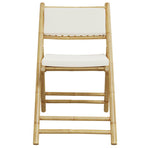 3 Piece Folding Bistro Set with Cream White Cushions Bamboo