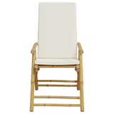 Folding Garden Reclining Chairs 2 pcs with Cushions Bamboo