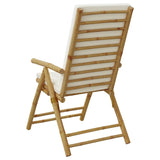 Folding Garden Reclining Chairs 2 pcs with Cushions Bamboo - Close-Up Angle