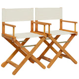 Folding Director Chairs 2 pcs Cream White Fabric - Front View