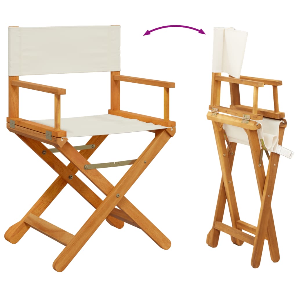 Folding Director Chairs 2 pcs Cream White Fabric