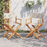 Folding Director Chairs 2 pcs Cream White Fabric