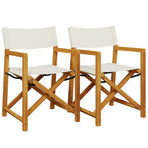 Folding Director Chairs 2 pcs Cream White Fabric