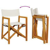 Folding Director Chairs 2 pcs?ream White Fabric