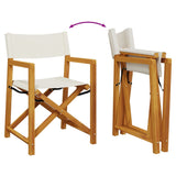 Folding Director Chairs 2 pcs Cream White Fabric - Close-Up Angle