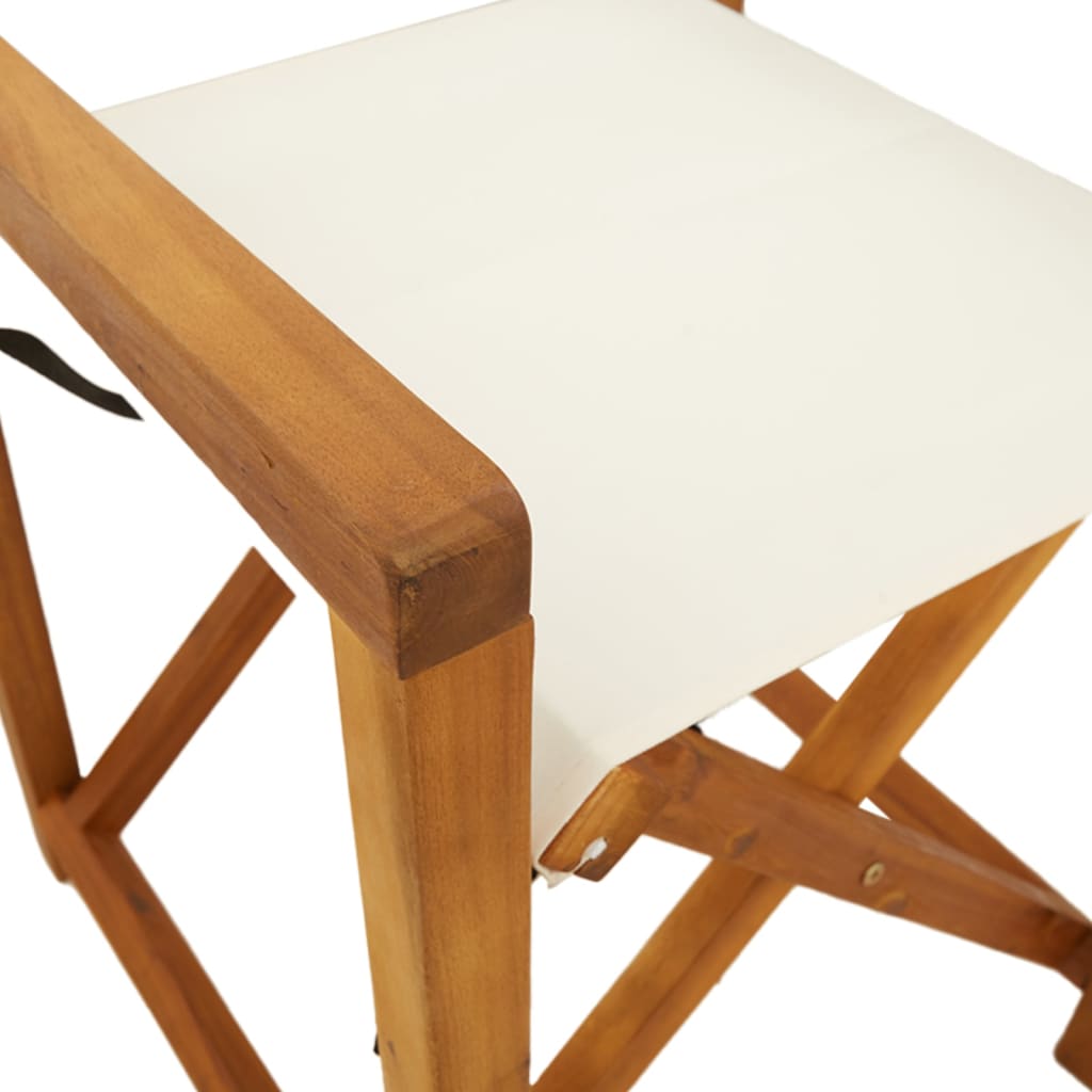 Folding Director Chairs 2 pcs?ream White Fabric