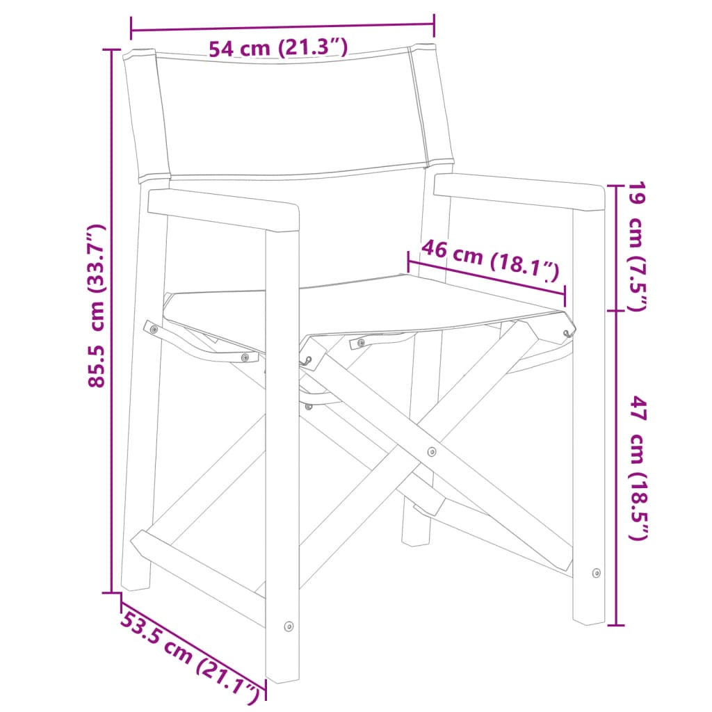 Folding Director Chairs 2 pcs?ream White Fabric