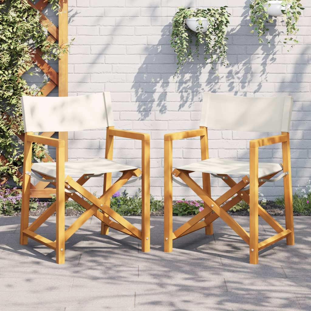 Folding Director Chairs 2 pcs?ream White Fabric