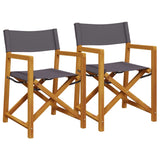 Folding Director Chairs 2 pcs Dark Grey Fabric - Front View