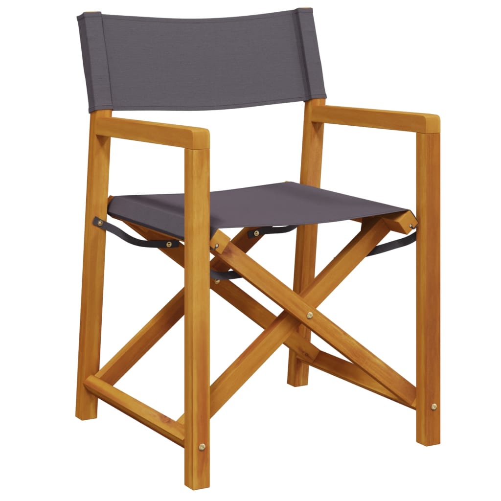 Folding Director Chairs 2 pcs?ark Grey Fabric