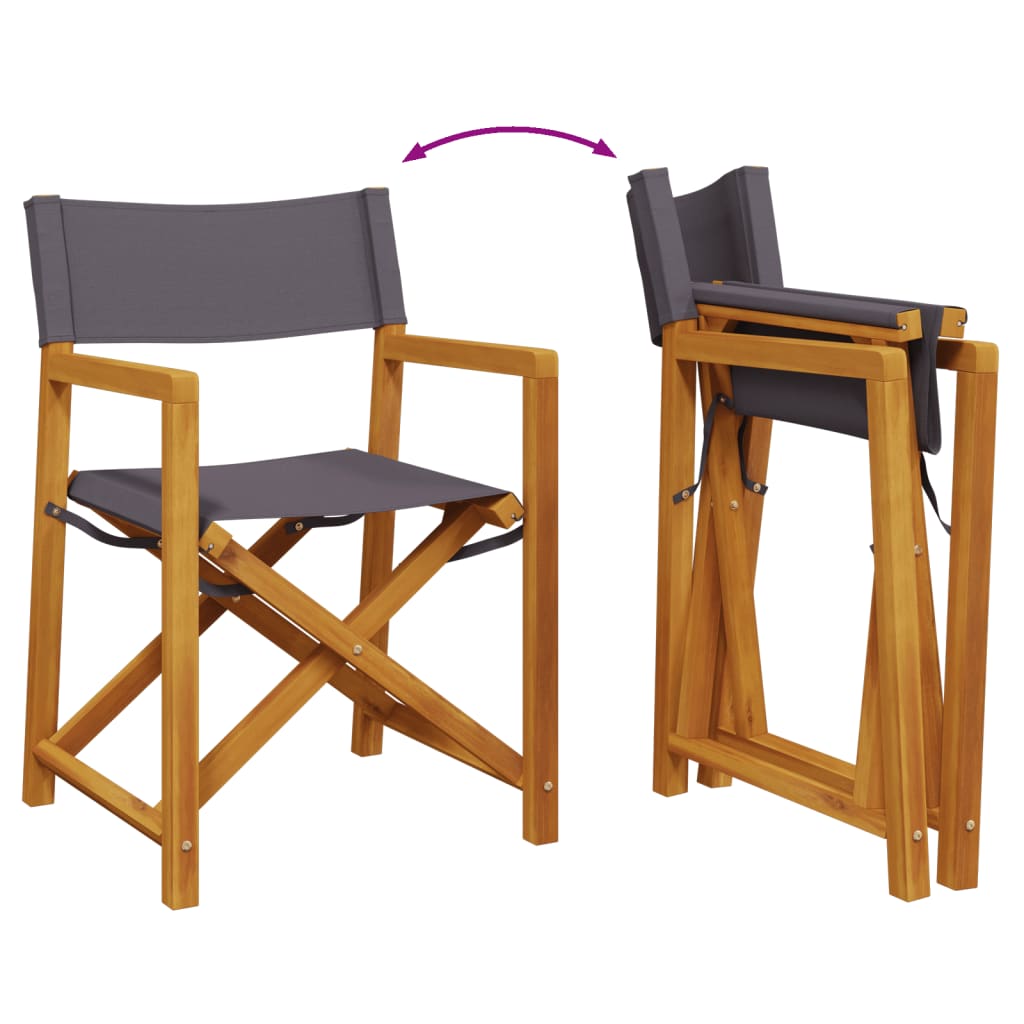 Folding Director Chairs 2 pcs?ark Grey Fabric