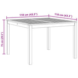Garden Dining Table 110x110x75 cm Solid Wood Acacia - Extra Image