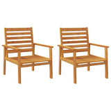 Garden Sofa Chair 2pcs Solid Wood Acacia - Front View