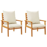 Garden Sofa Chair 2pcs with Cushion Solid Wood Acacia - Rear View