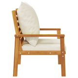 Garden Sofa Chair 2pcs with Cushion Solid Wood Acacia - Close-Up Angle