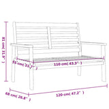 Garden Sofa Bench 120 cm Solid Wood Acacia - Low Angle