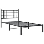Metal Bed Frame without Mattress with Headboard Black 90x190 cm